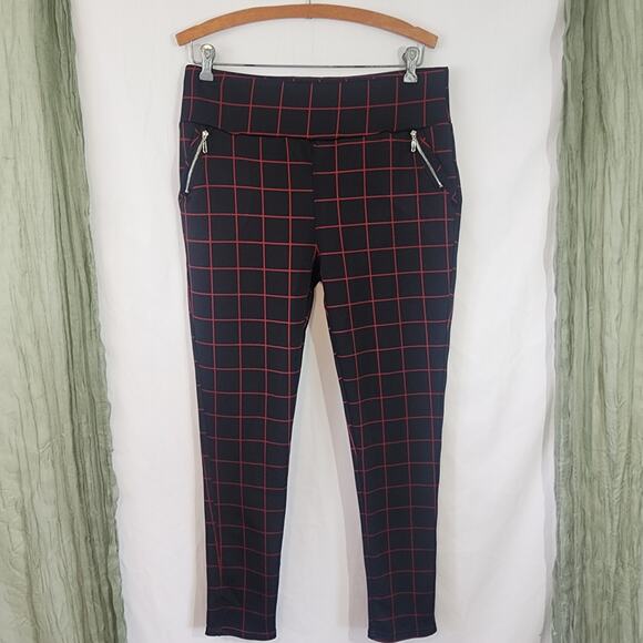 Shosho Black Red Stripes Stretch Skinny Pull-on Pants Size 1X - Picture 1 of 5